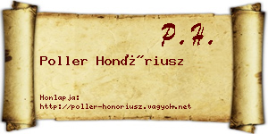 Poller Honóriusz névjegykártya